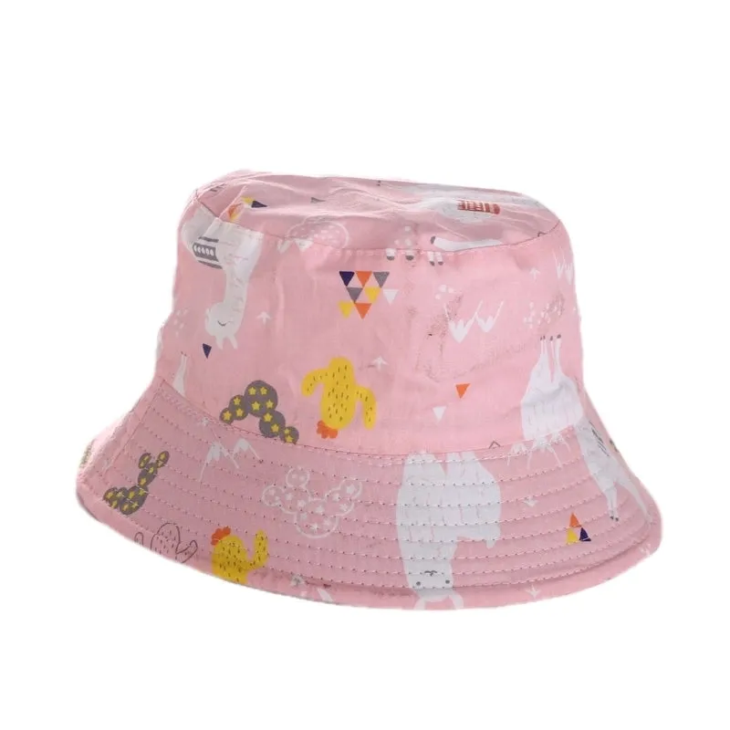 Girl's Cartoon Style Simple Style Color Block Printing Bucket Hat