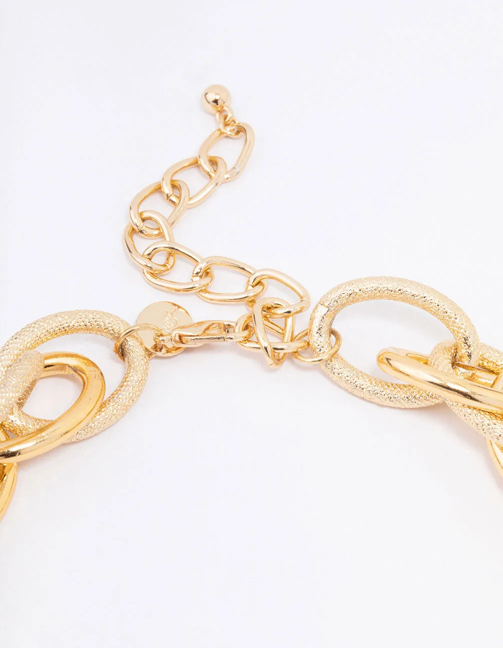 Gold Textured Multi Link Chain Necklace