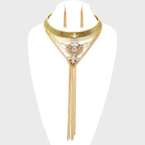 iLLASPARKZ Floral Crystal Statement Omega Necklace