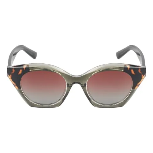 KILLER Women's Sunglass, Cat-Eye Shaped Acetate Frame Polarized Lens Sunglasses Case For Women, Girls, Gradient Lens Sunglasses, Frame Color - Green, Lens - Brown