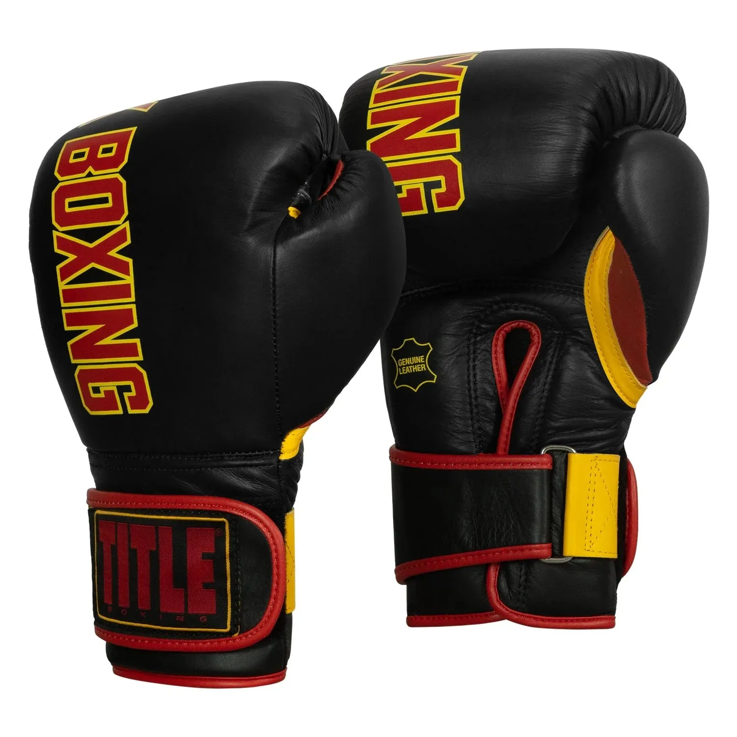 KRONK Boxing Gym Leather Boxing Gloves - Black
