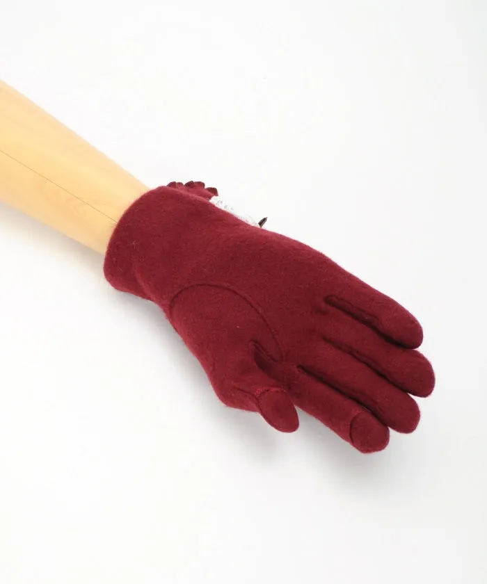 Lace-Up Velour Ribbon Gloves