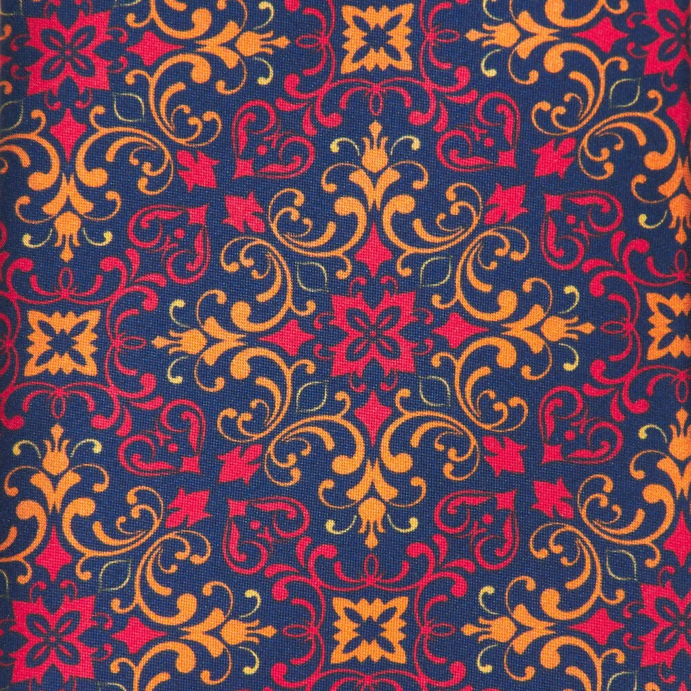 Lorenzo the Magnificent Red Blue and Yellow Duchesse Silk Tie