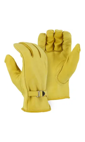Majestic Gloves 1509 A-Grade Cowhide Leather Gloves with Leather Wrist Strap (Dozen)