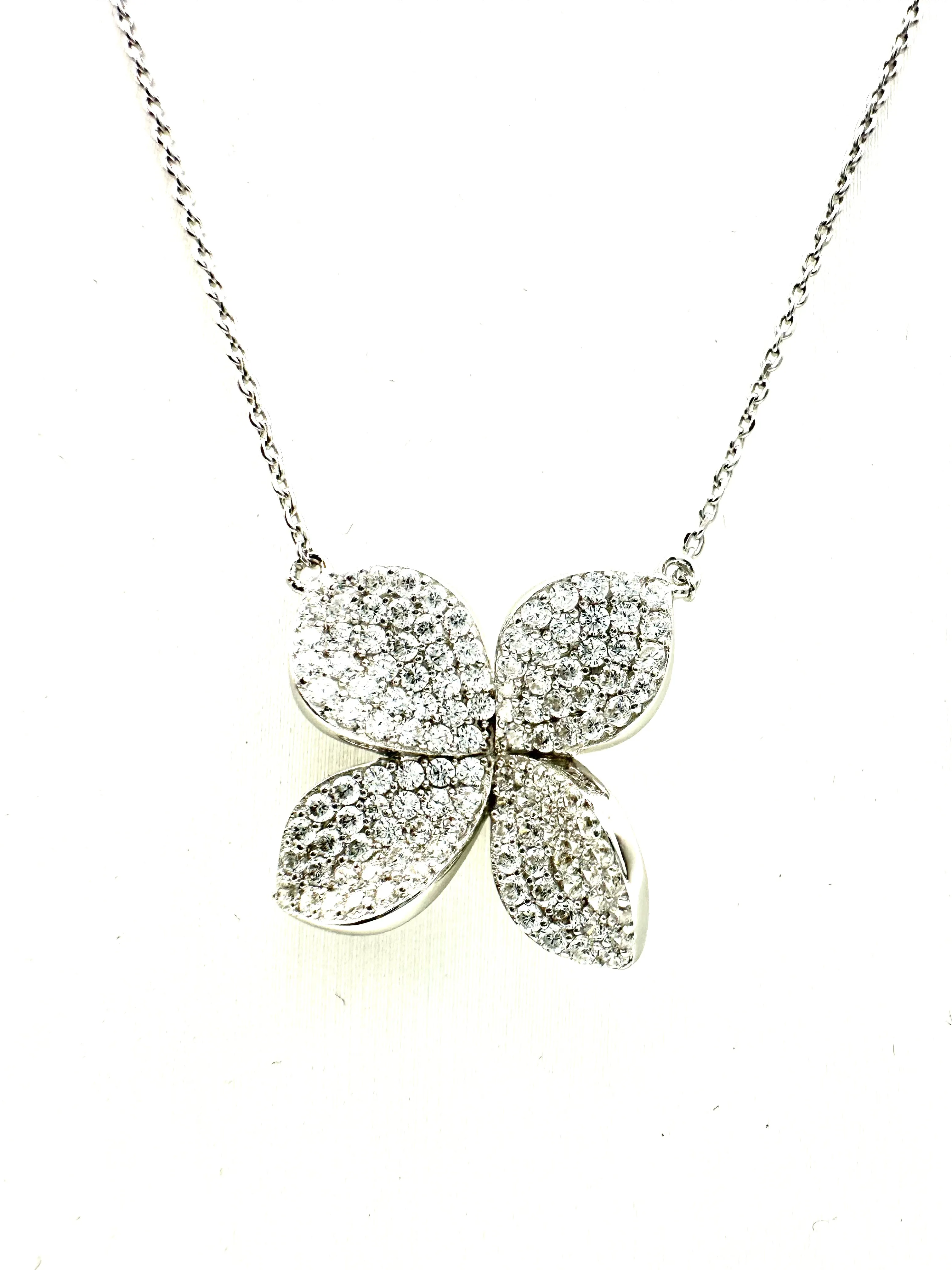 Micro Pave Flower Necklace