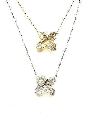 Micro Pave Flower Necklace