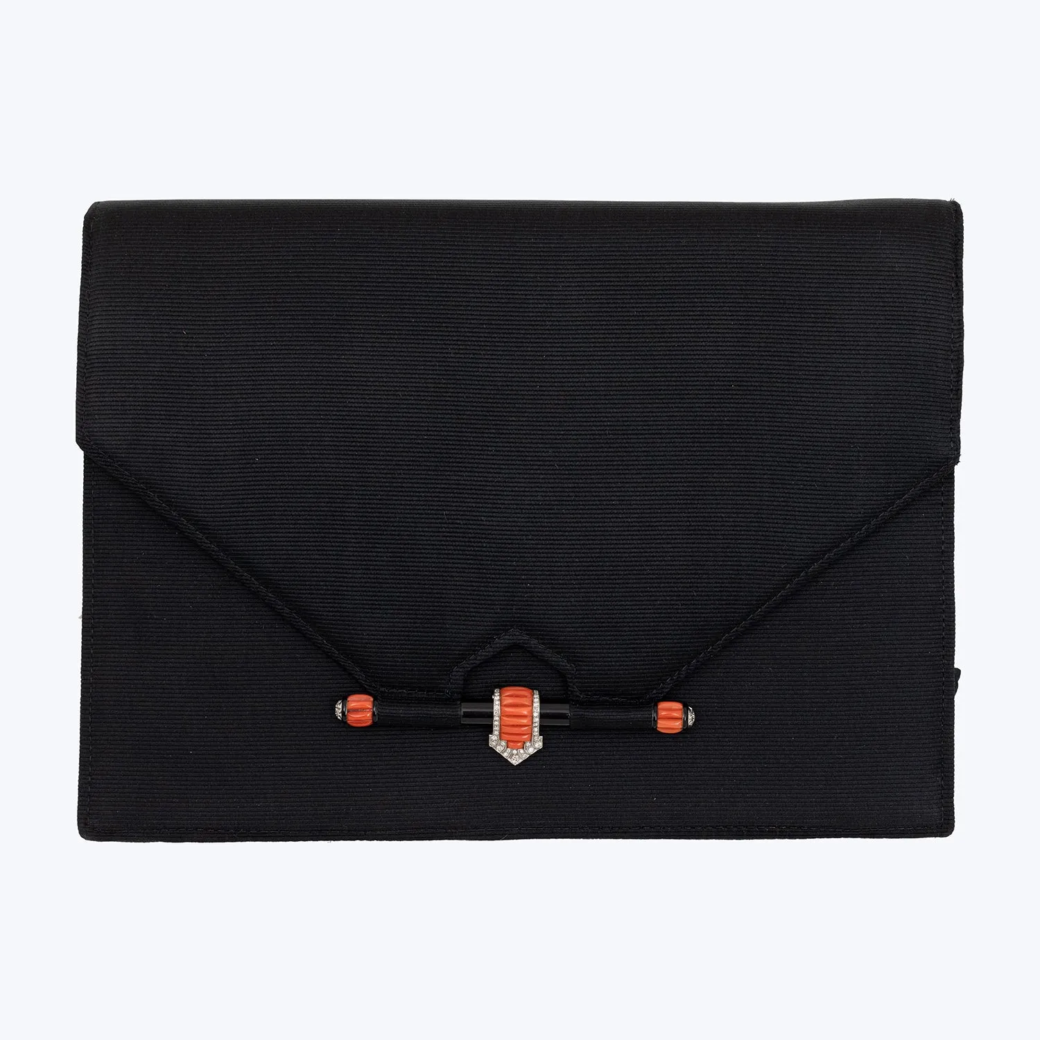Minaudière clutch with Red Stone Diamond and Black Enamel