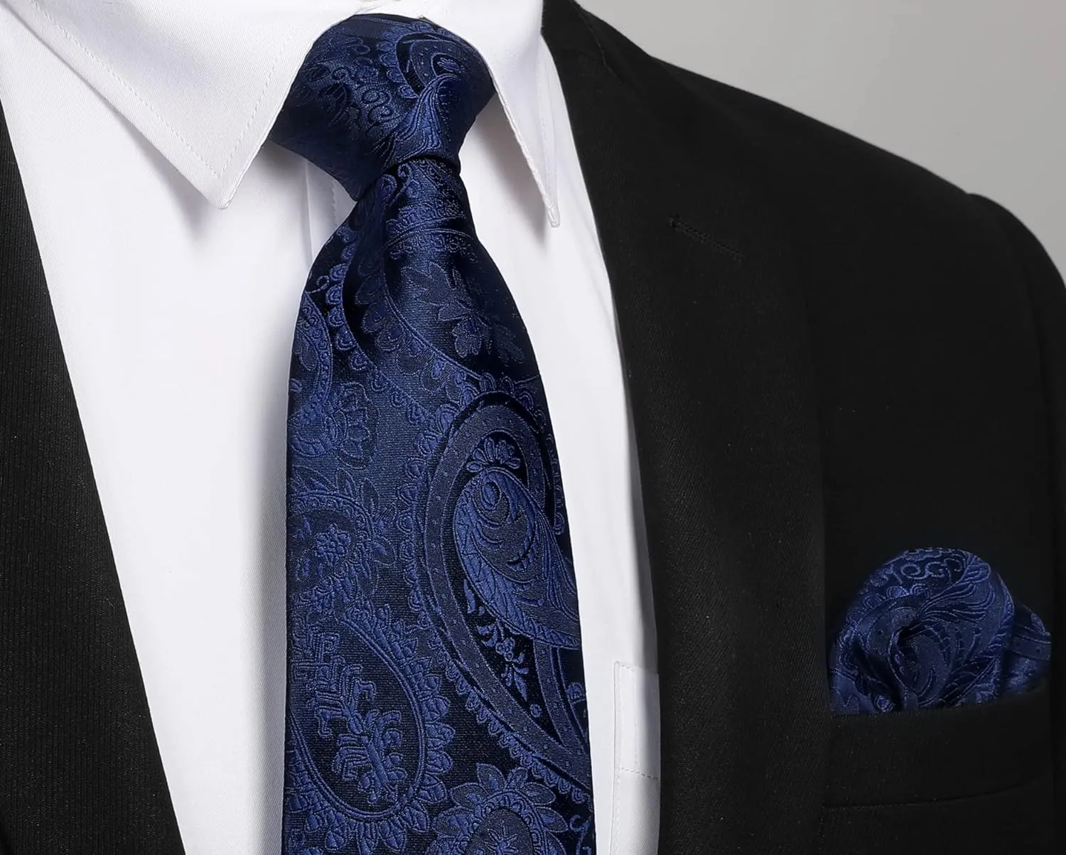 Paisley Tie Handkerchief Clip - B6-NAVY BLUE PAISLEY