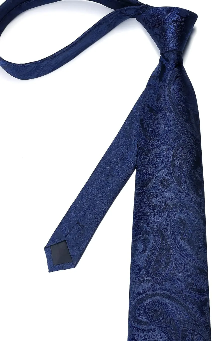 Paisley Tie Handkerchief Clip - B6-NAVY BLUE PAISLEY