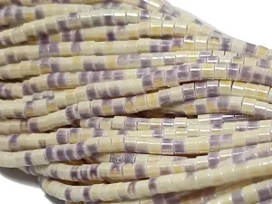 Pale Yellow & Purple Dual Tone Glass Bead Strings