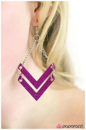 Paparazzi Earring ~ Proceed with Caution - Purple