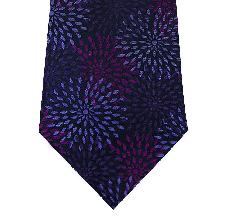 Purple with Lilac Pattern Silk Tie