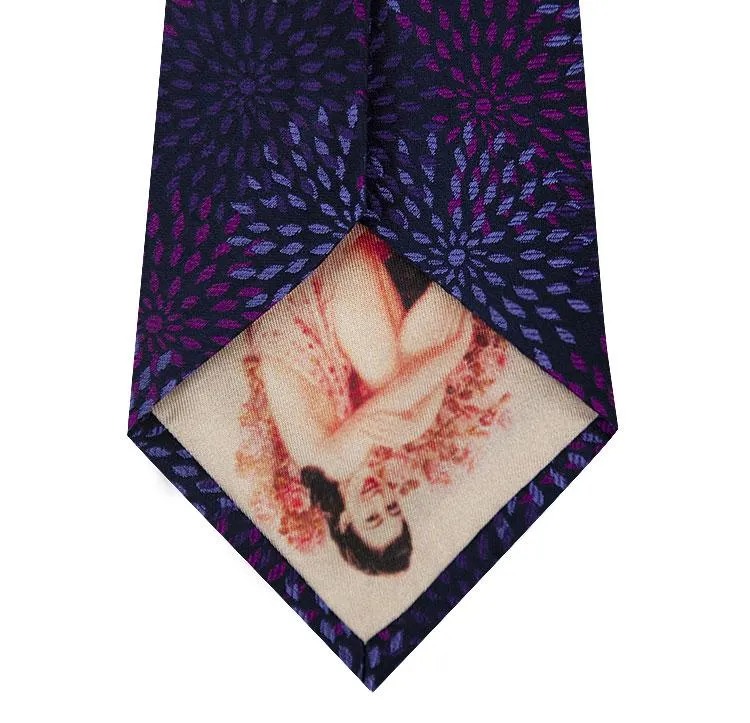 Purple with Lilac Pattern Silk Tie