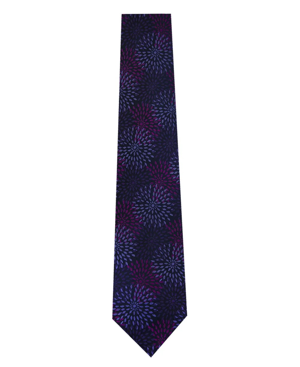 Purple with Lilac Pattern Silk Tie