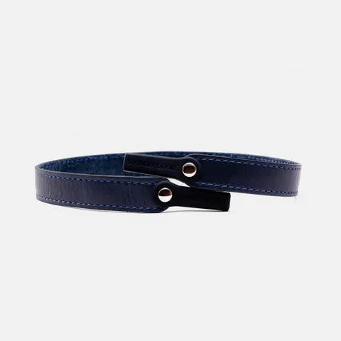 Randolph for Sounder Goods - Leather Sunglasses Strap -  Navy with 23k White Gold Rivets