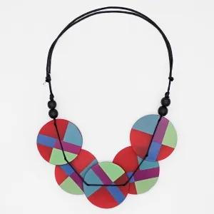 Red Geometric Design Statement Necklace