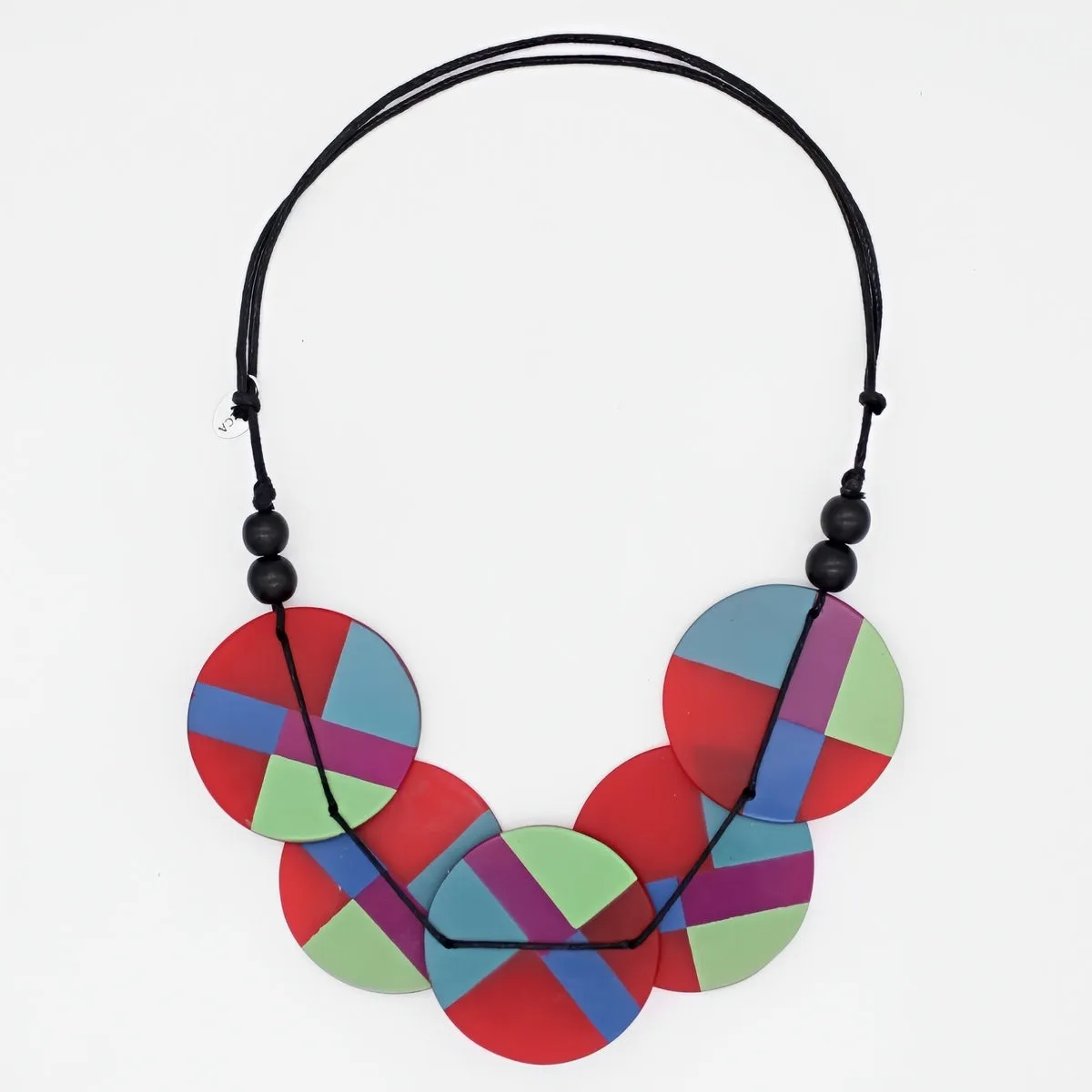 Red Geometric Design Statement Necklace