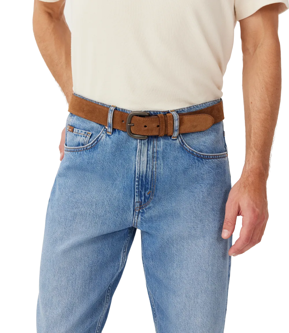 R.M.Williams - Ryder Belt - Suede - Dark Bronze Hardware - Cedar