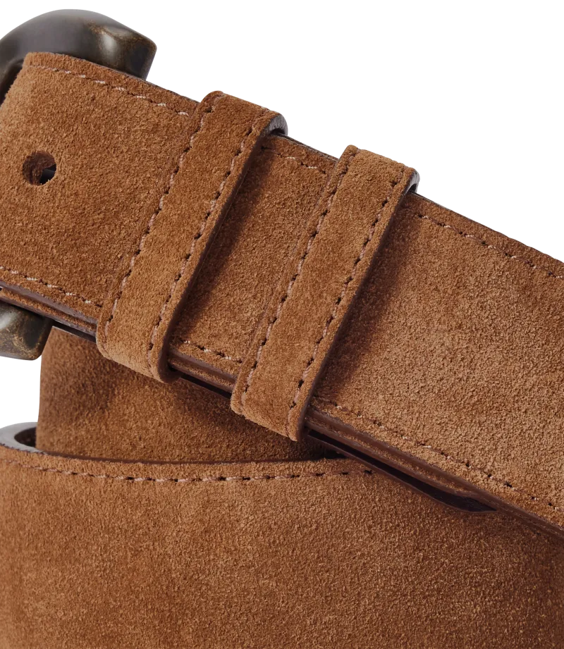 R.M.Williams - Ryder Belt - Suede - Dark Bronze Hardware - Cedar