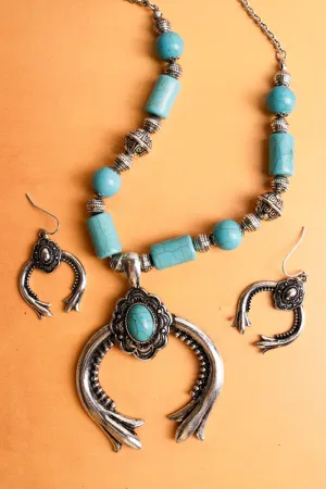 SALE! Turquoise Spanish Valley Naja Beaded Necklace and Earring Set