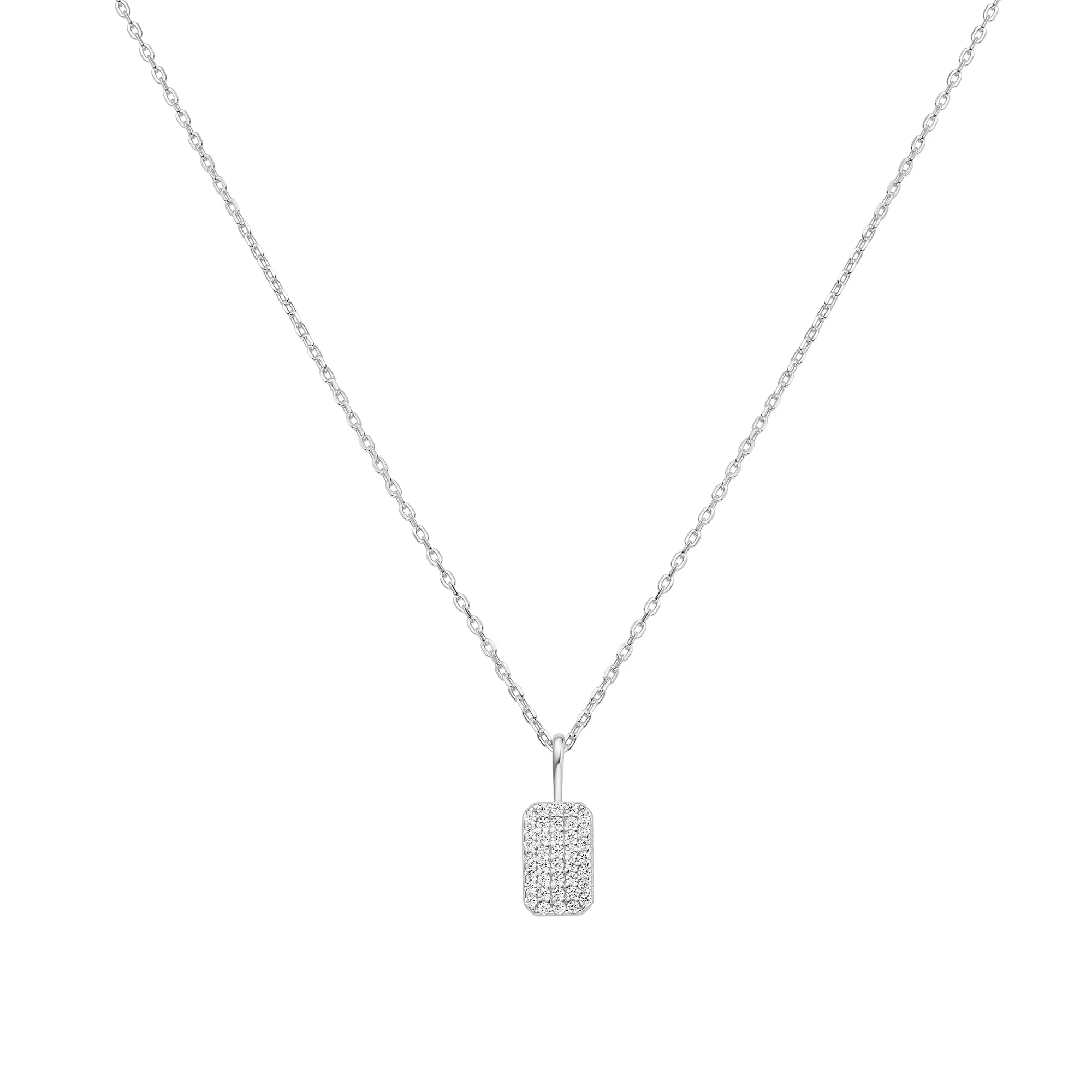 Silver Pavé Pendant Necklace