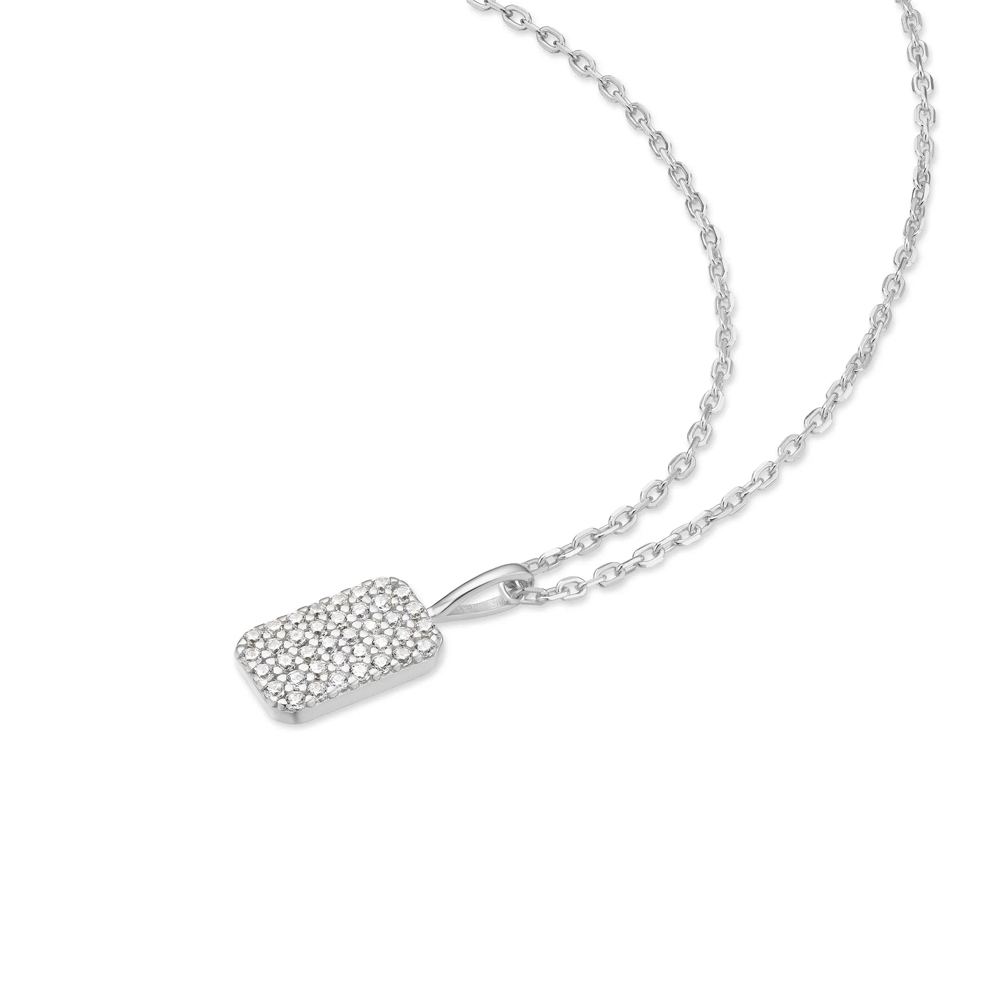 Silver Pavé Pendant Necklace