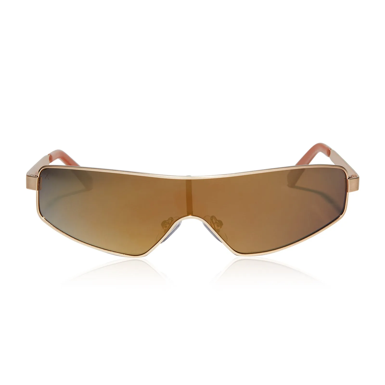 skyami - brushed gold   light brown solid flash polarized sunglasses