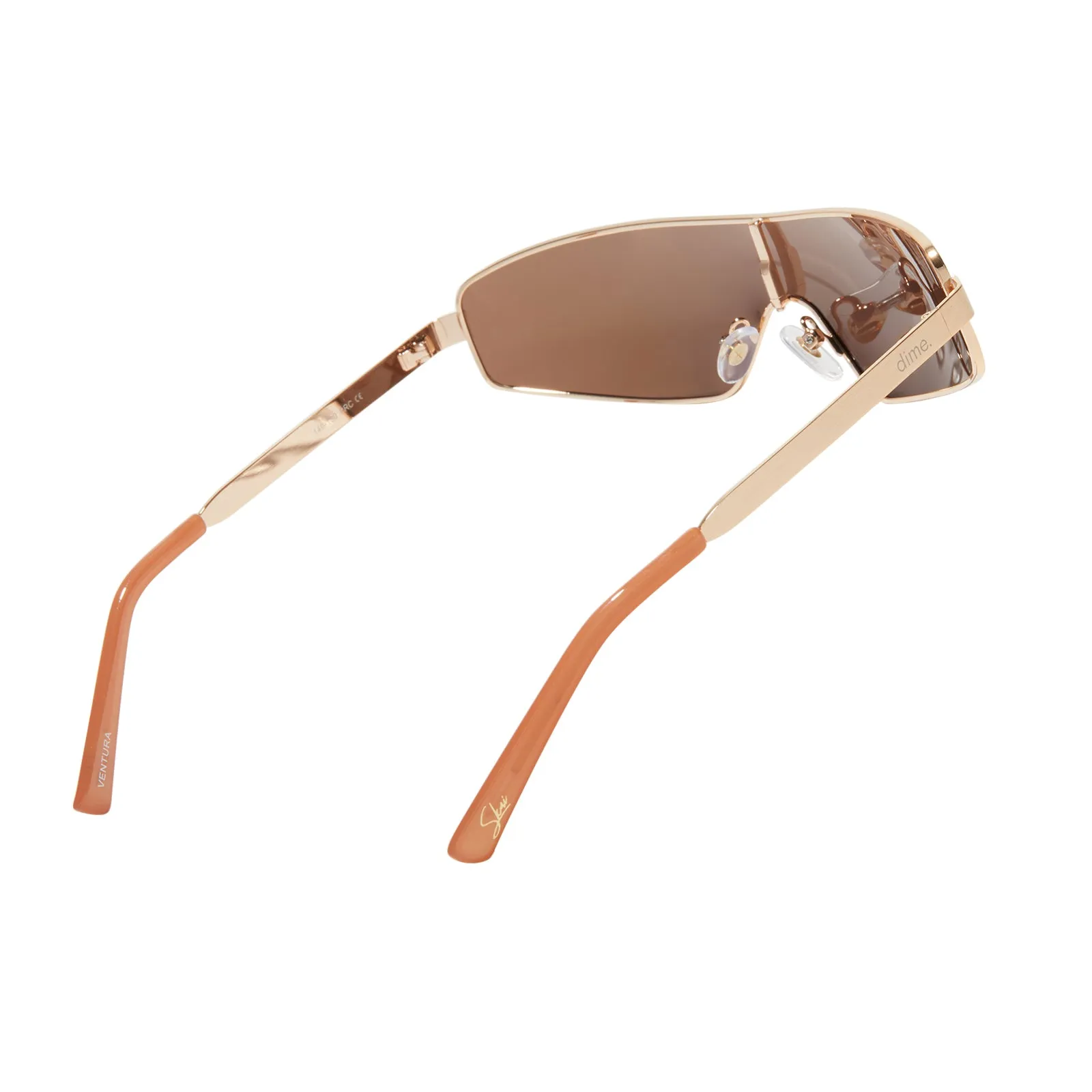 skyami - brushed gold   light brown solid flash polarized sunglasses