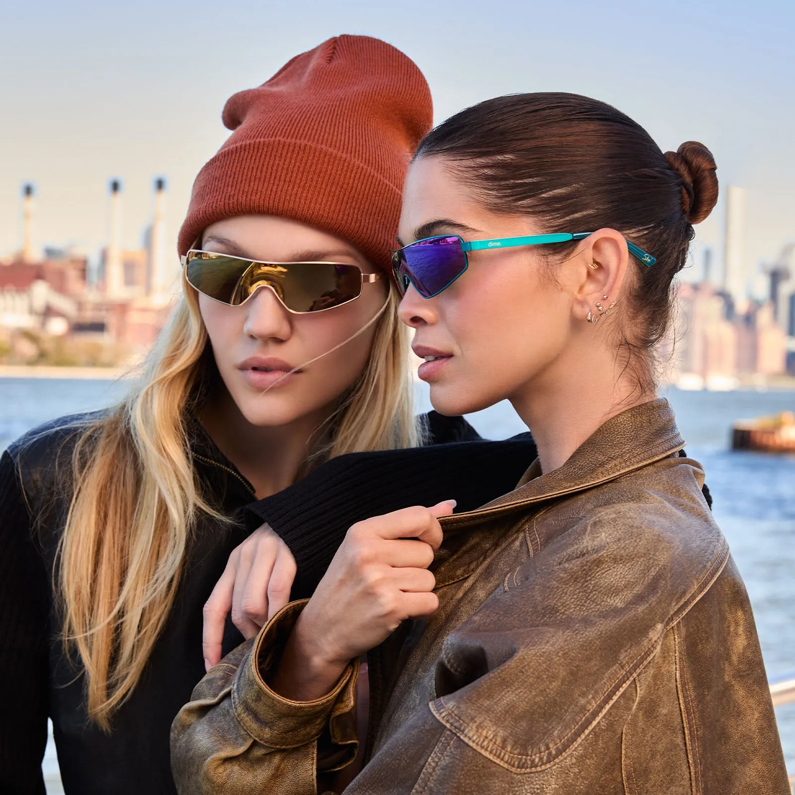 skyami - brushed gold   light brown solid flash polarized sunglasses