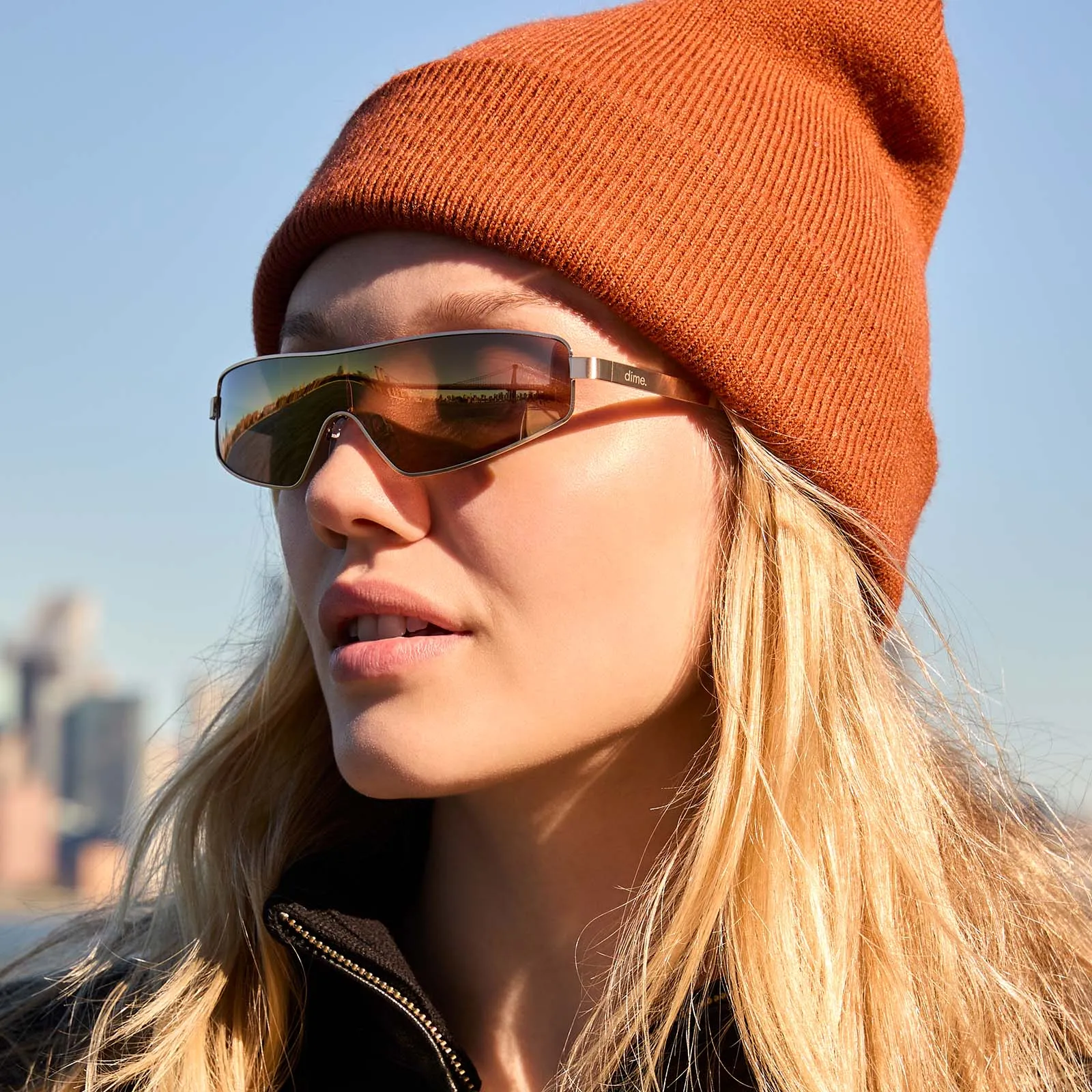 skyami - brushed gold   light brown solid flash polarized sunglasses