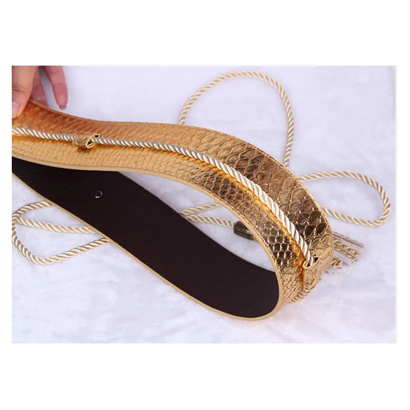 Snake Faux Leather Rope Tie Belt