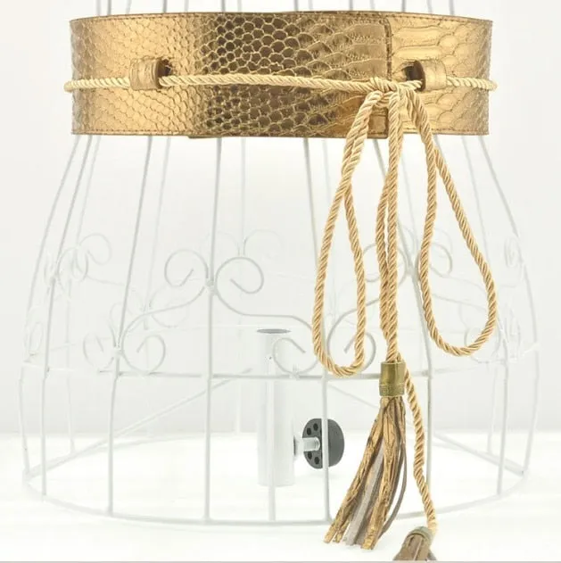 Snake Faux Leather Rope Tie Belt