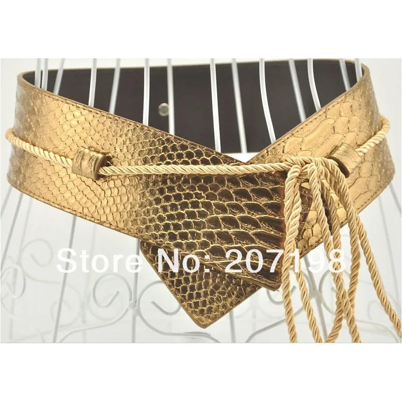 Snake Faux Leather Rope Tie Belt