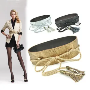 Snake Faux Leather Rope Tie Belt