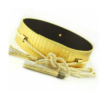 Snake Faux Leather Rope Tie Belt
