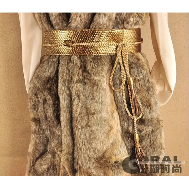 Snake Faux Leather Rope Tie Belt