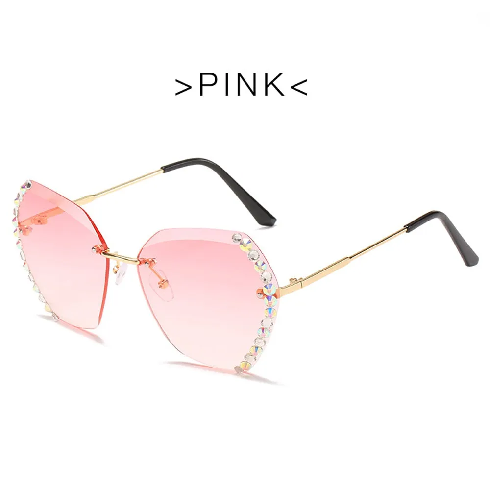 Vintage Oversized Rimless Sunglasses - Sexy Diamond Square Sun Glasses